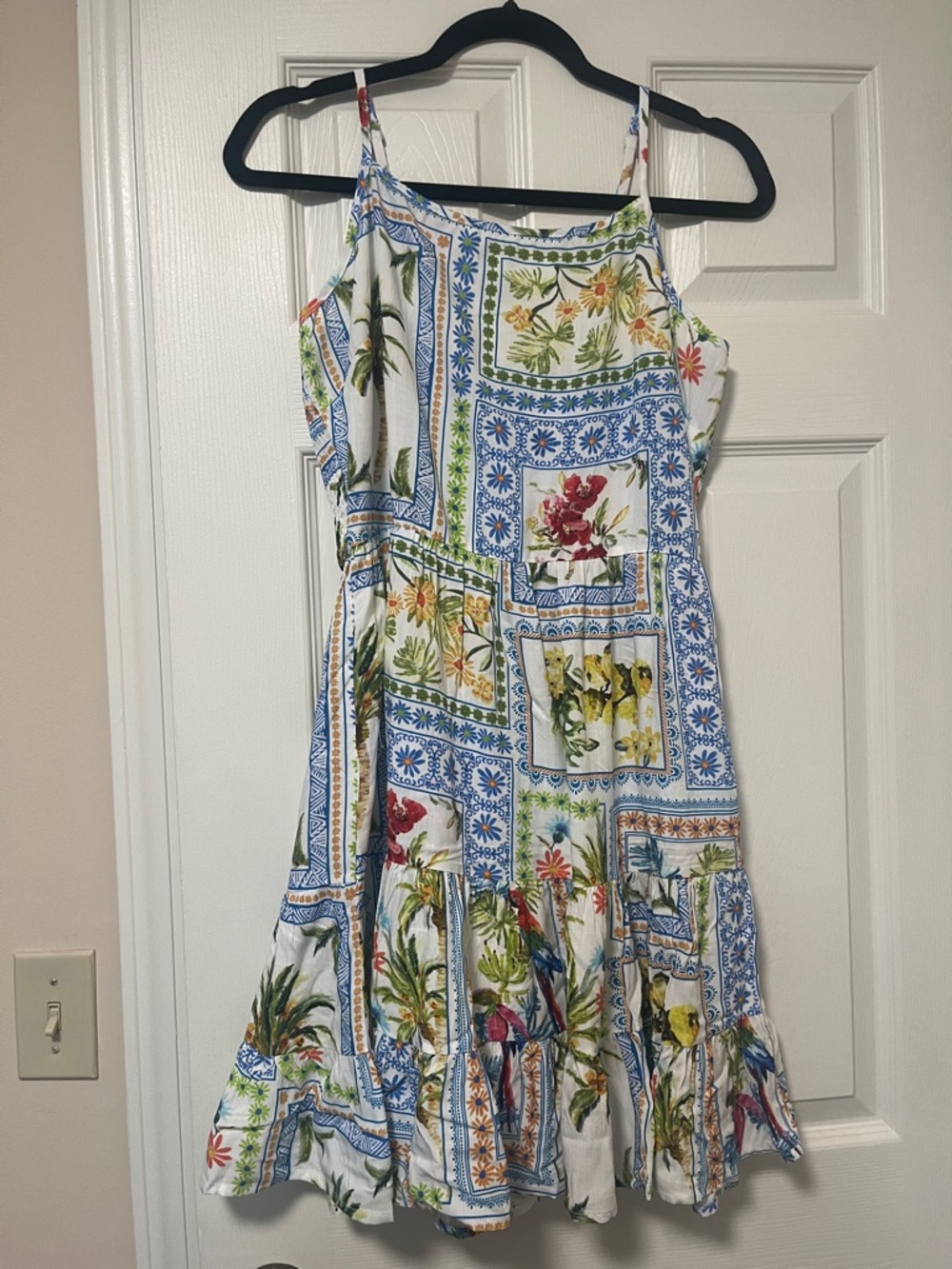 NWT Cupshe Multicolor Floral Patchwork Spaghetti Strap Dress